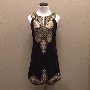 Free People black and gold detailing dress. Sz 2.